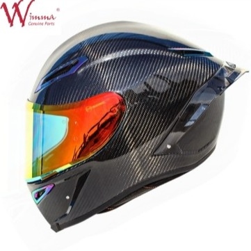 Full Face Motorcycle Helm Retro Carbon Fiber Ventilasi yang sangat baik Kenyamanan Dan Fit